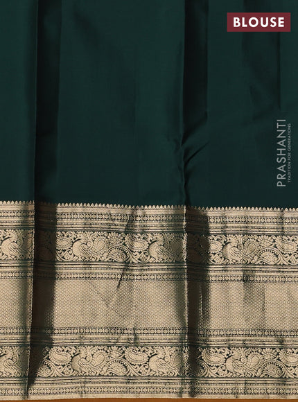 Pure kanchipuram silk saree maroon and green with allover zari weaves pattern and long zari woven korvai border