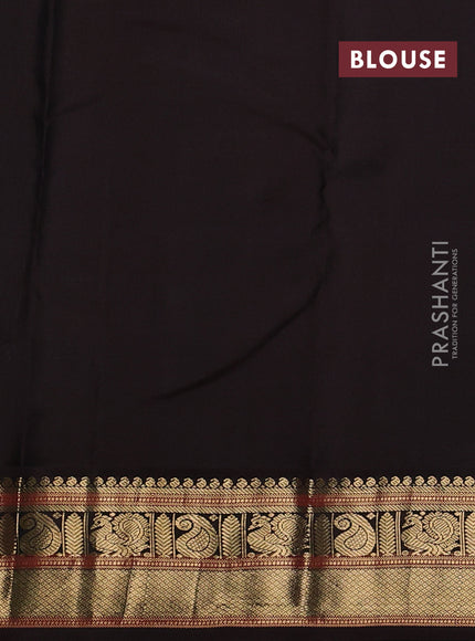 Pure kanchipuram silk saree teal blue and coffee brown with allover zari checks & buttas and zari woven korvai border