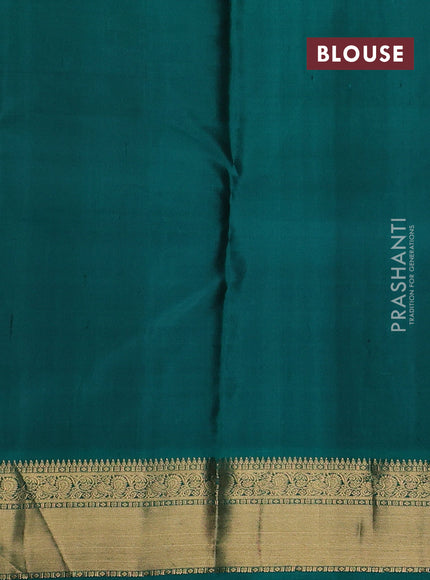 Pure kanchipuram silk saree light green and green with allover zari checks & buttas and zari woven korvai border