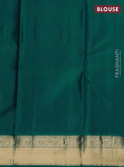 Pure kanchipuram silk saree maroon and green with allover zari checks & buttas and zari woven korvai border