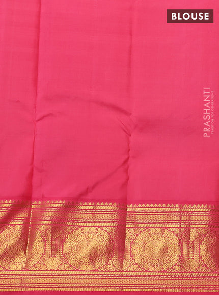 Pure kanchipuram silk saree coffee brown and peach pink with allover zari checks & buttas and long zari woven korvai border