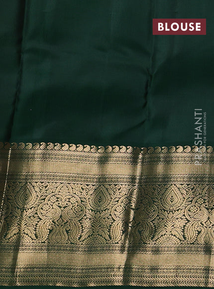 Pure kanchipuram silk saree maroon and bottle green with allover rudraksha zari woven buttas and long zari woven border