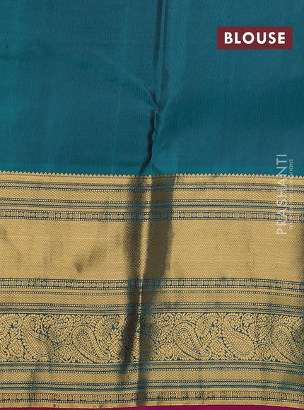 Pure kanchipuram silk saree maroon and pink with zari woven buttas and long rich zari woven border
