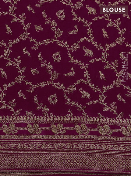 Banarasi crepe saree green and pink with allover thread & zari woven buttas and woven border
