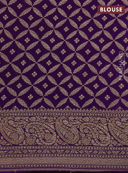 Banarasi crepe saree orange and purple with allover thread & zari woven buttas and woven border