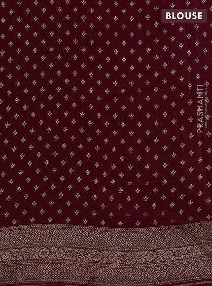 Banarasi crepe saree maroon with allover thread & zari zigzag weaves and woven border