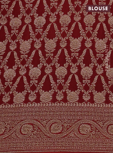 Banarasi crepe saree purple and red with allover thread & zari woven buttas and woven border