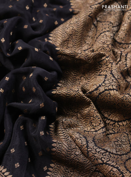 Banarasi crepe saree black with allover thread & zari woven buttas and woven border