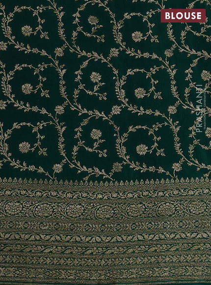 Banarasi crepe saree red and green with allover thread & zari woven buttas and woven border