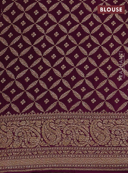 Banarasi crepe saree mustard yellow and purple with allover thread & zari woven buttas and woven border