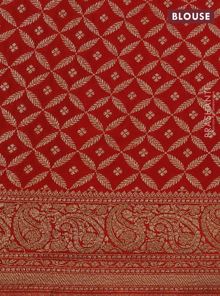 Banarasi crepe saree dark blue and pink & orange with allover thread & zari woven buttas and woven border