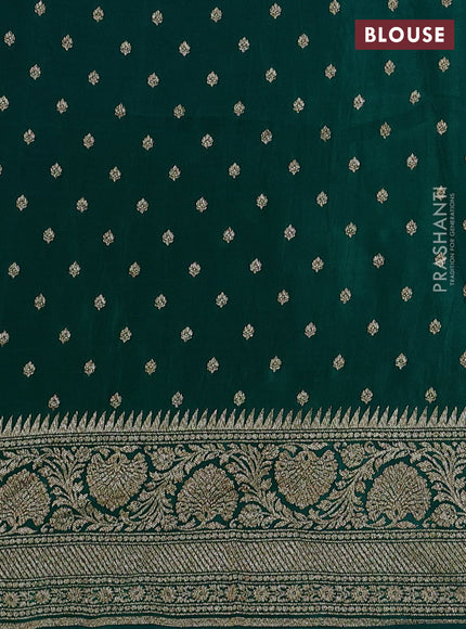 Banarasi crepe saree green with allover thread & zari woven floral weaves and woven border