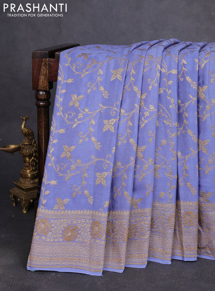 Banarasi crepe saree lavender with allover thread & zari woven floral weaves and woven border