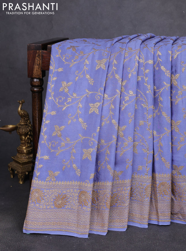 Banarasi crepe saree lavender with allover thread & zari woven floral weaves and woven border