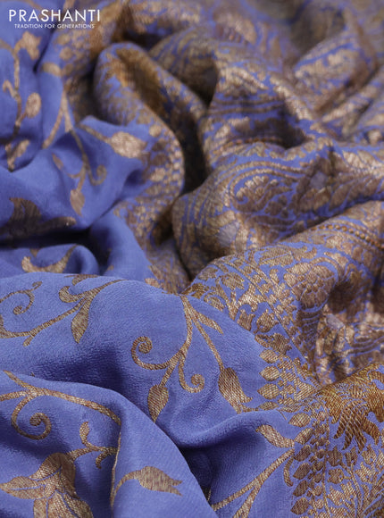 Banarasi crepe saree lavender with allover thread & zari woven floral weaves and woven border