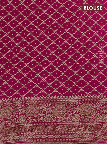 Banarasi crepe saree royal blue and pink with allover thread & zari woven buttas and woven border