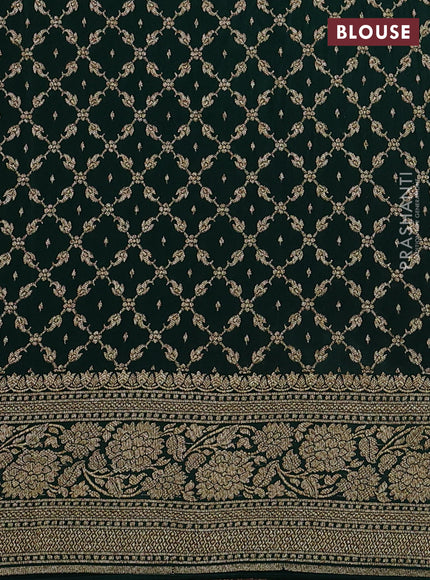 Banarasi crepe saree pink and green with allover thread & zari woven buttas and woven border