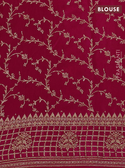 Banarasi crepe saree dark blue and pink with allover thread & zari woven buttas and woven border