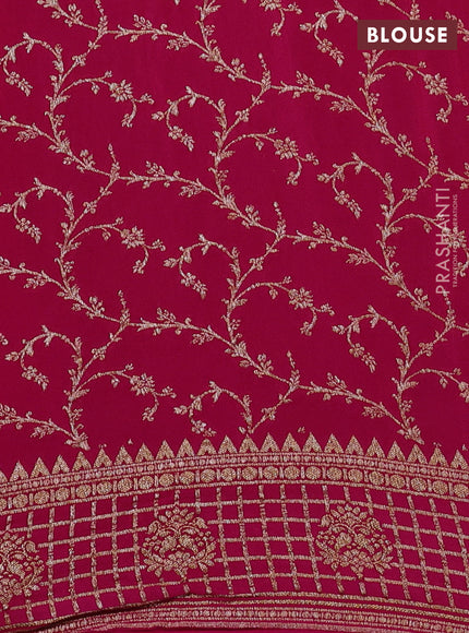 Banarasi crepe saree beige and pink with allover thread & zari woven buttas and woven border