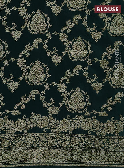 Banarasi crepe saree coffee brown and green with allover thread & zari woven buttas and woven border