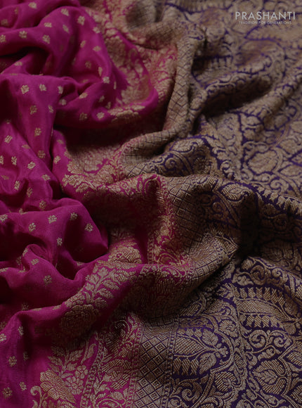 Banarasi crepe saree pink and purple with allover thread & zari woven buttas and woven border