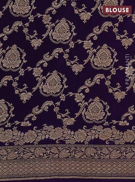Banarasi crepe saree pink and purple with allover thread & zari woven buttas and woven border