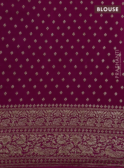 Banarasi crepe saree green and pink with allover thread & zari weaves and buttas and woven border