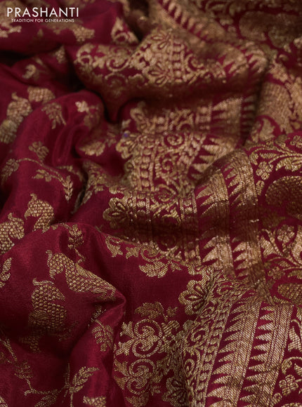 Banarasi crepe saree maroon with allover thread & zari weaves and woven border