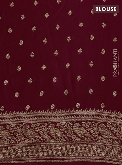 Banarasi crepe saree maroon with allover thread & zari weaves and woven border