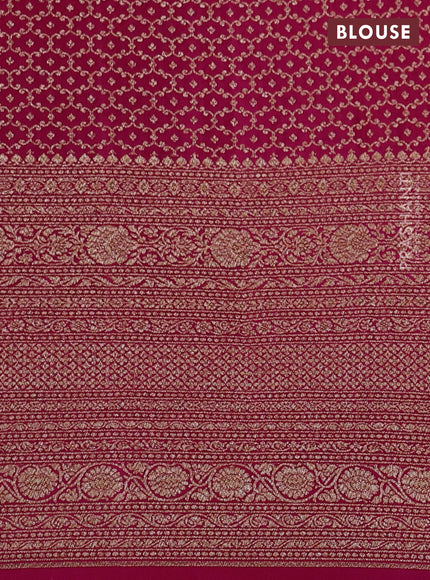 Banarasi crepe saree green and orange & pink with allover thread & zari woven buttas and long woven border