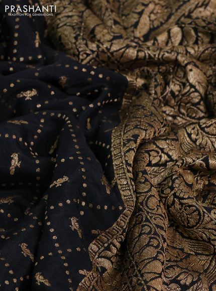 Banarasi crepe saree black with allover thread & zari weaves and buttas and woven border