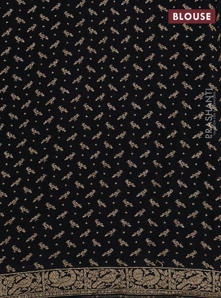 Banarasi crepe saree black with allover thread & zari weaves and buttas and woven border