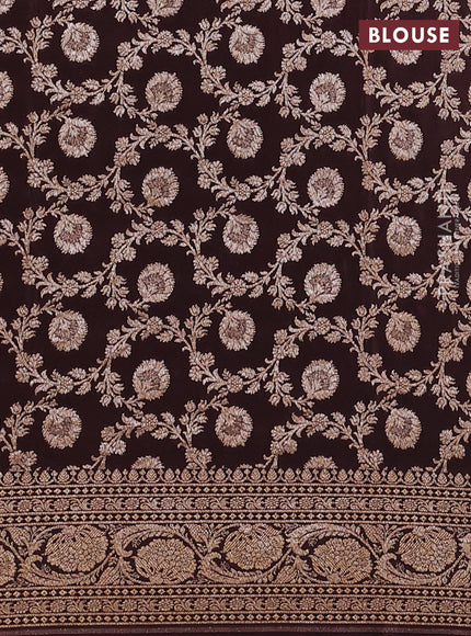 Banarasi crepe saree coffee brown with allover thread & zari woven buttas and woven border