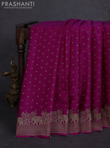 Banarasi crepe saree pink with allover thread & zari woven buttas and woven border