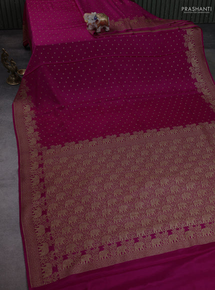 Banarasi crepe saree pink with allover thread & zari woven buttas and woven border
