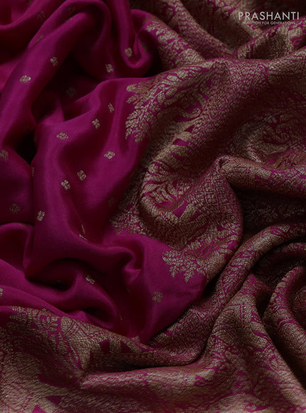 Banarasi crepe saree pink with allover thread & zari woven buttas and woven border