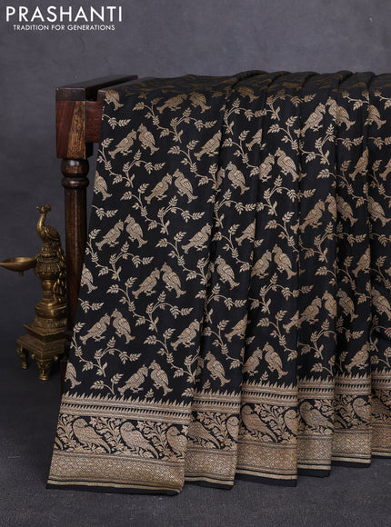 Banarasi crepe saree black with allover thread & zari weaves and woven border