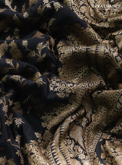 Banarasi crepe saree black with allover thread & zari weaves and woven border