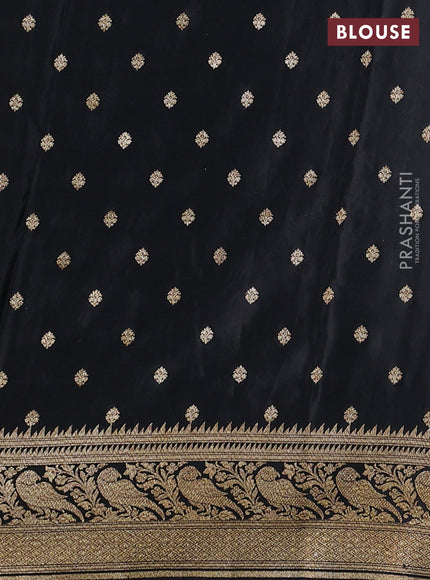 Banarasi crepe saree black with allover thread & zari weaves and woven border