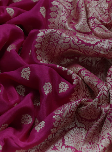 Banarasi crepe saree pink with allover thread & zari woven buttas and woven border
