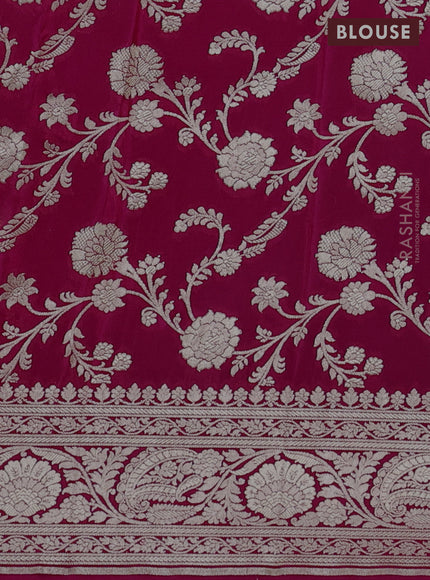 Banarasi crepe saree pink with allover thread & zari woven buttas and woven border