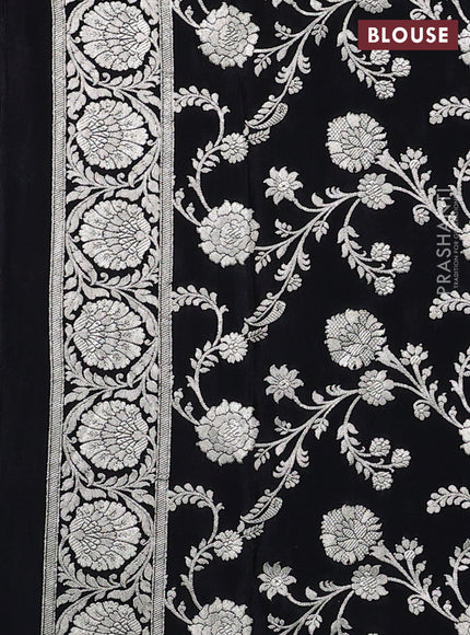 Banarasi crepe saree black with allover thread & zari woven buttas and woven border