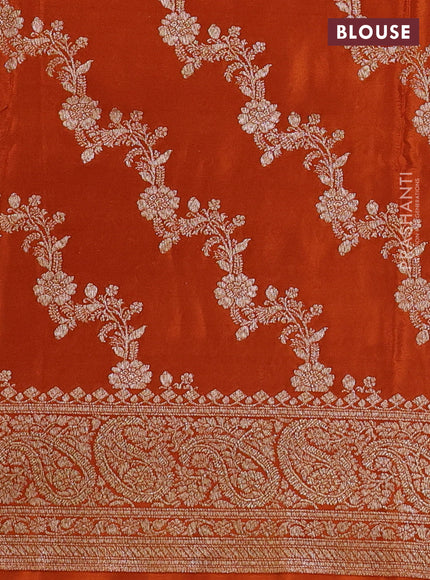 Banarasi crepe saree orange with allover thread & zari woven buttas and woven border