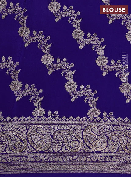 Banarasi crepe saree royal blue with allover thread & zari woven buttas and woven border