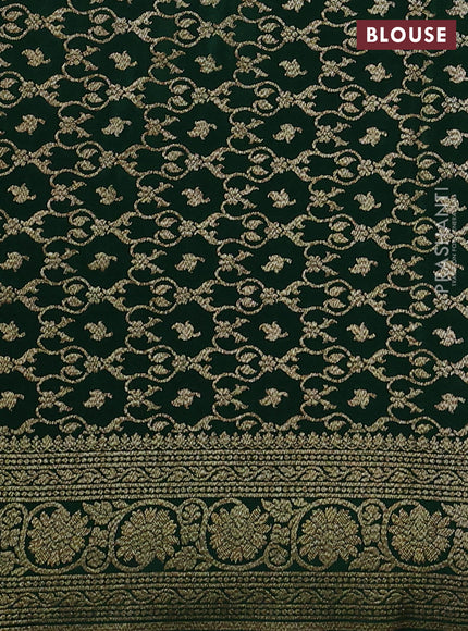 Banarasi crepe saree black and green with allover thread & zari woven buttas and woven border
