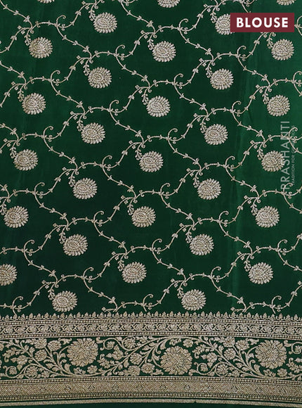Banarasi crepe saree purple and green with allover box style thread & zari woven buttas and woven border
