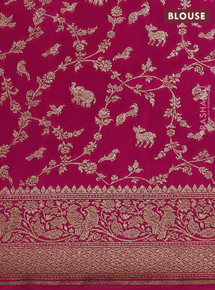 Banarasi crepe saree navy blue and pink with allover thread & zari woven buttas and woven border