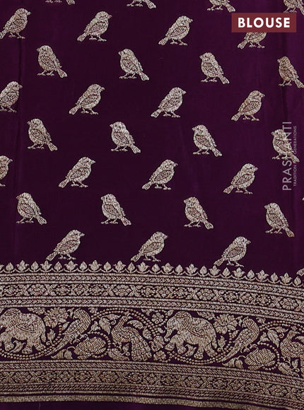 Banarasi crepe saree pink and purple with allover thread & zari weaves and woven border