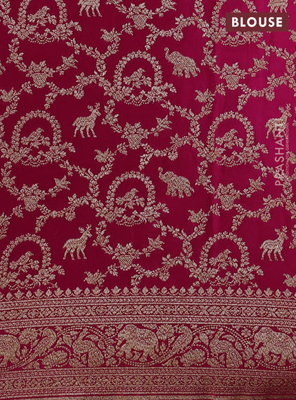 Banarasi crepe saree sandal and pink with allover thread & zari woven buttas and woven border