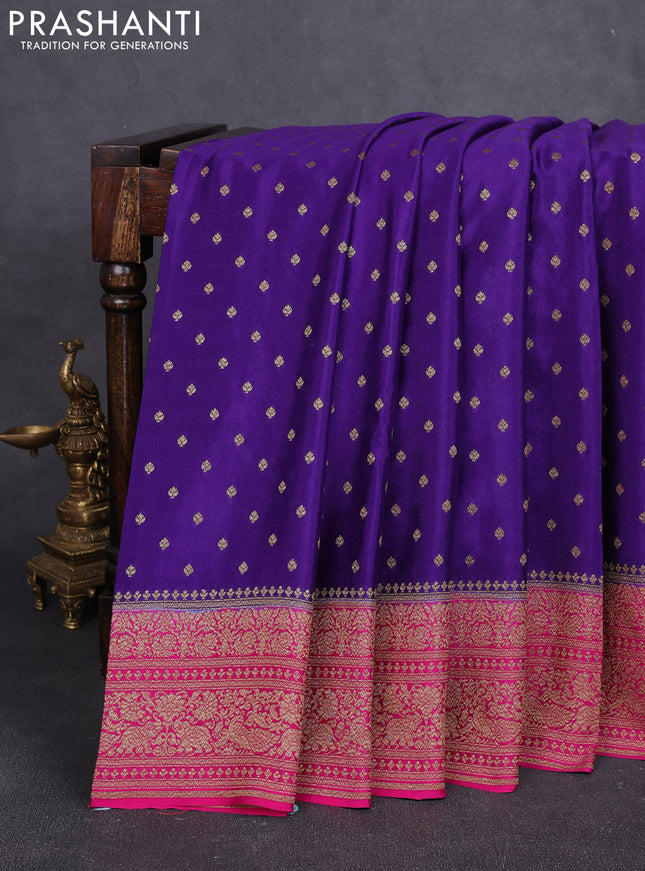 Banarasi crepe saree purple and pink with allover thread & zari woven buttas and woven border